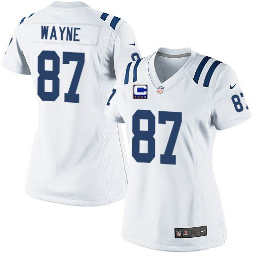 Women's Elite Reggie Wayne C Patch Nike Jersey White Road - #87 NFL Indianapolis Colts